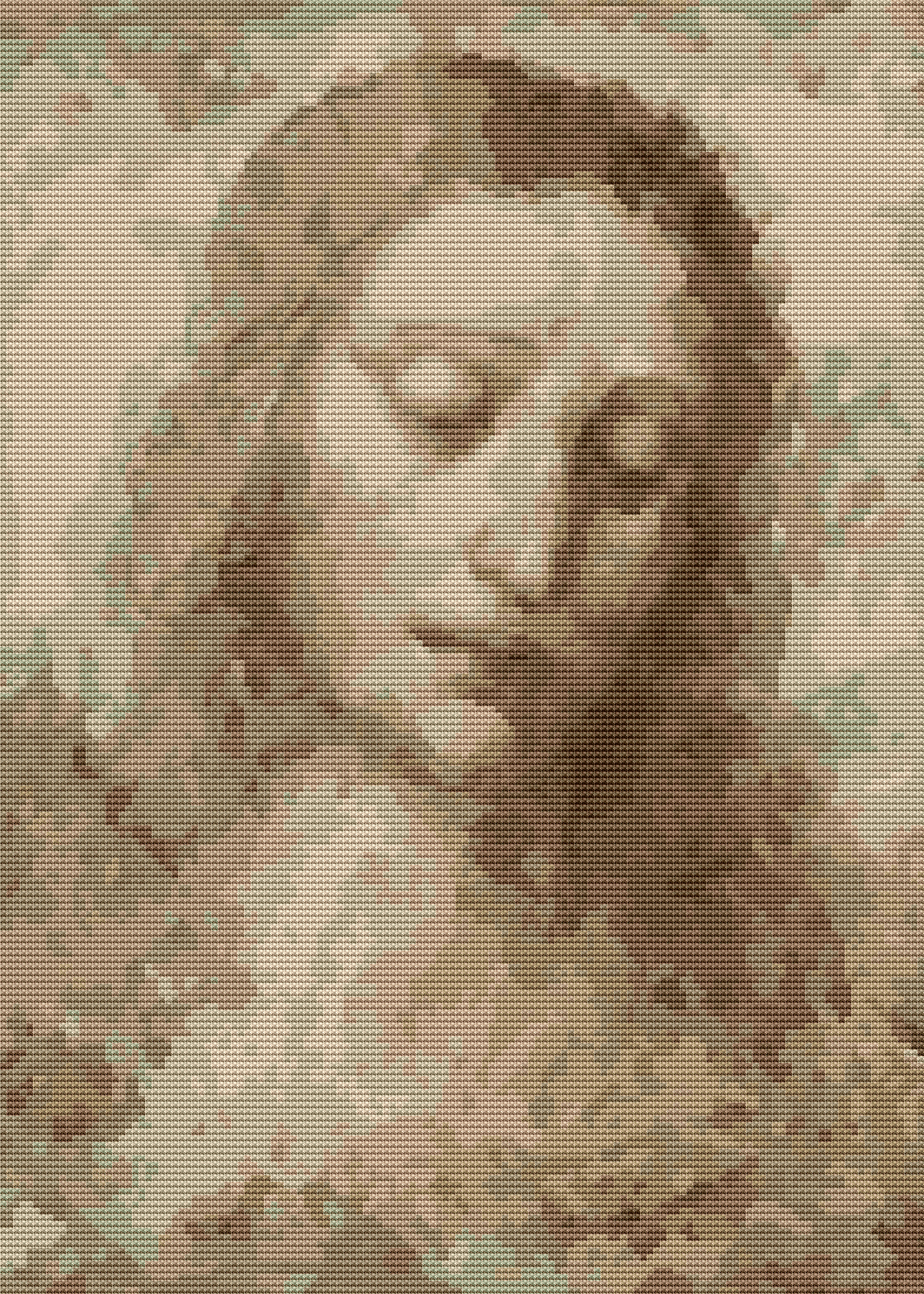 Head of Christ Cross Stitch Pattern by Leonardo da Vinci