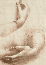 Study of Hands Cross Stitch Pattern by Leonardo da Vinci