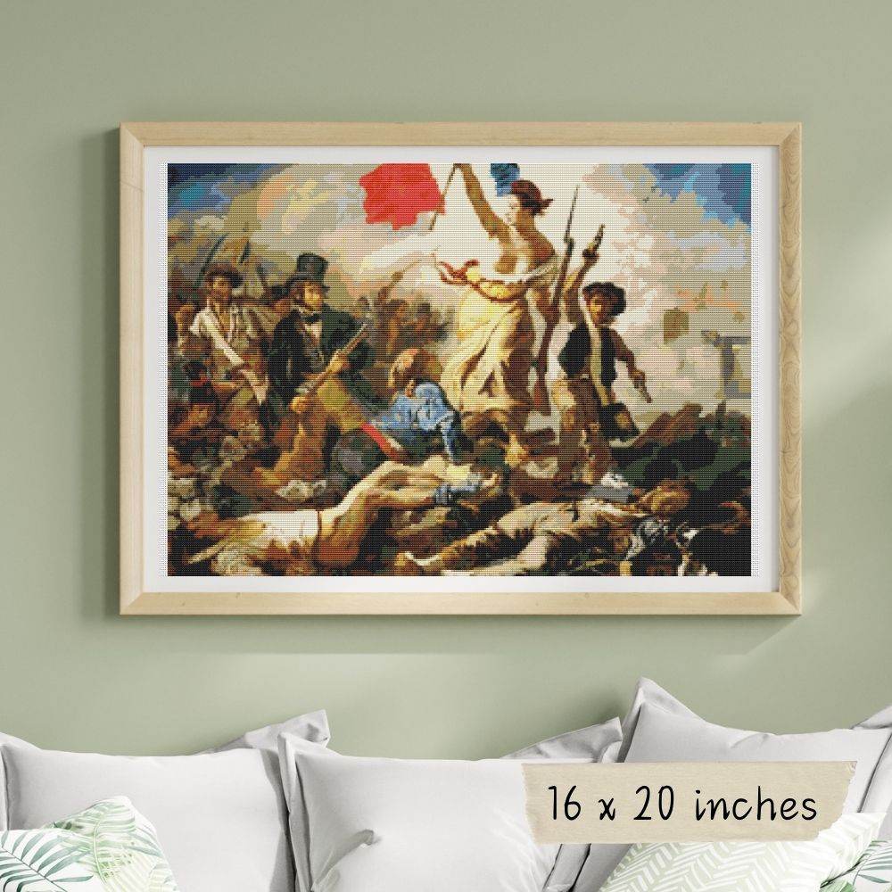 Liberty Leading the People Cross Stitch Pattern by Eugène Delacroix
