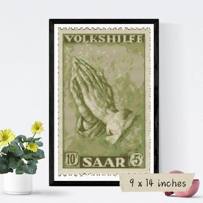 Praying Hands First Issue Stamp Cross Stitch Pattern