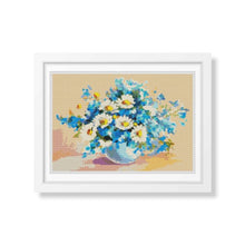 Daisies in a Sea of Blue Cross Stitch Pattern | The Art of Stitch