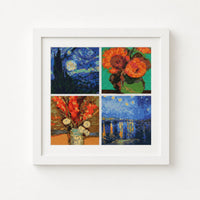 Four Squares featuring Vincent Van Gogh Cross Stitch Kit - Square Panel Cross Stitch Kit - Vincent Van Gogh