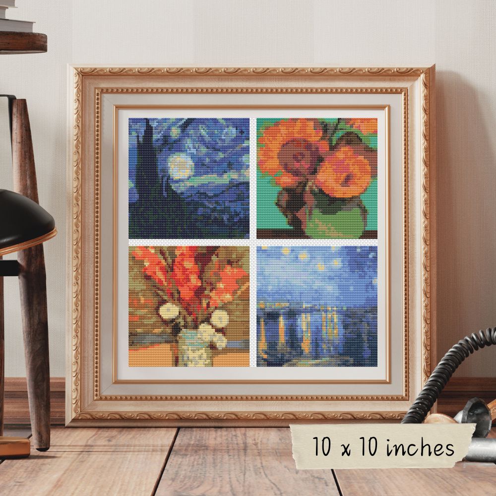 Four Squares featuring Vincent Van Gogh Cross Stitch Kit | Vincent Van Gogh