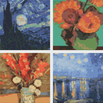 Four Squares featuring Vincent Van Gogh Cross Stitch Pattern by Vincent Van Gogh