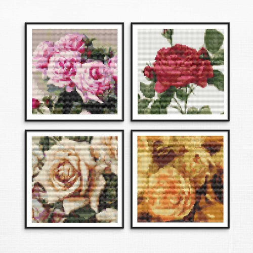 Four Squares featuring Roses Cross Stitch Kit