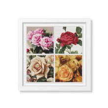 Four Squares featuring Roses Cross Stitch Kit | Size: 5 x 5 inches per square | The Art of Stitch