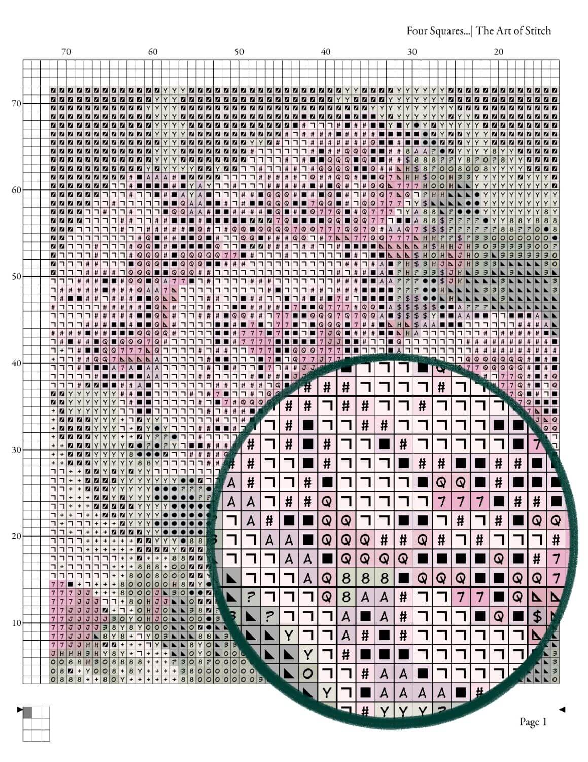 Four Squares featuring Roses Cross Stitch Pattern - Square Panel Cross Stitch Pattern - The Art of Stitch