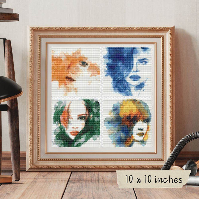 Four Squares featuring The Elements Cross Stitch Pattern