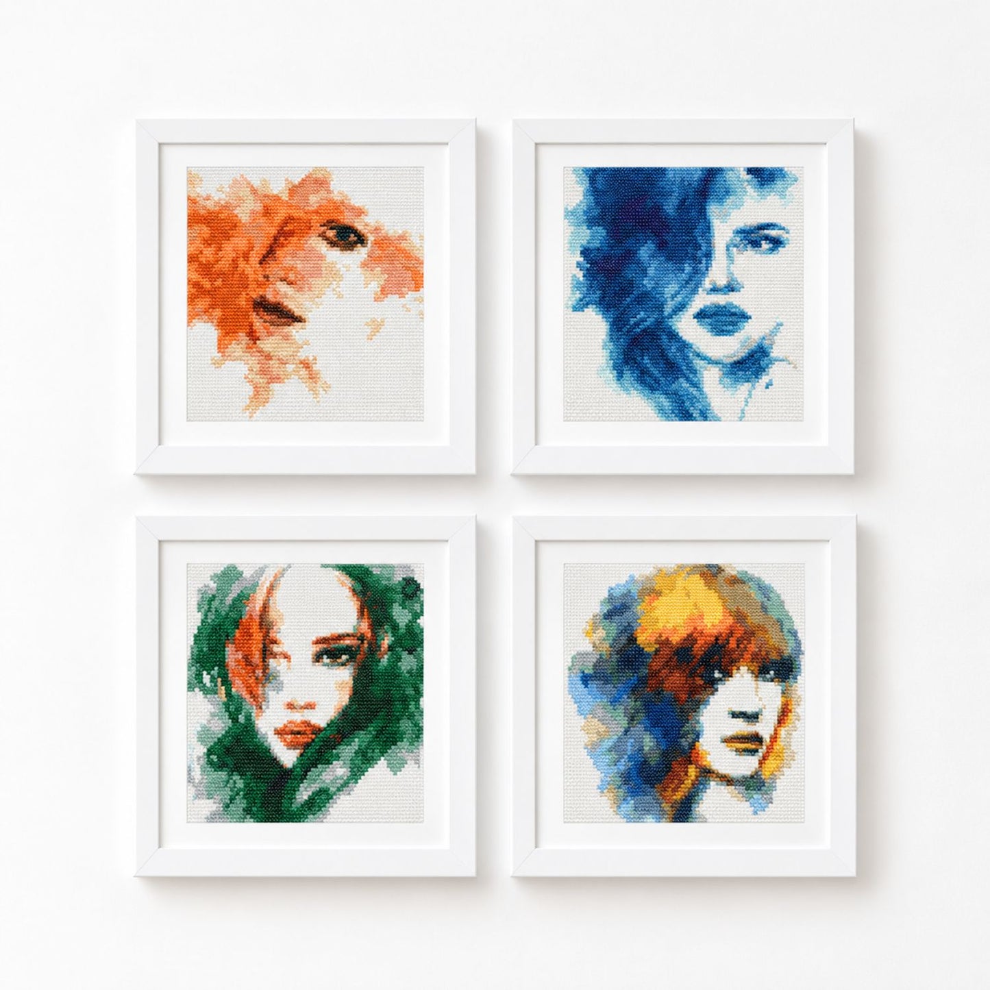 Four Squares featuring The Elements Cross Stitch Pattern - Square Panel Cross Stitch Pattern - The Art of Stitch
