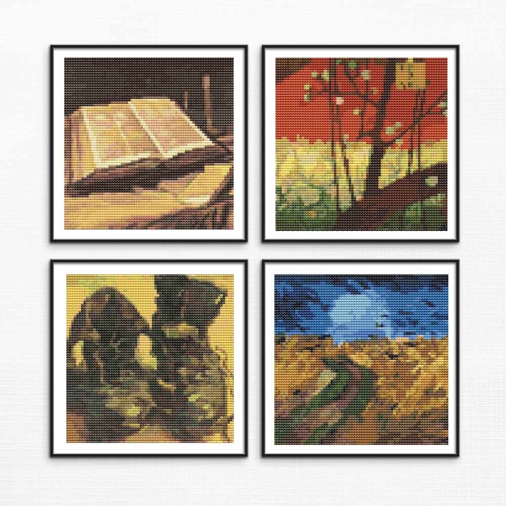Four Squares featuring Vincent Van Gogh Cross Stitch Pattern