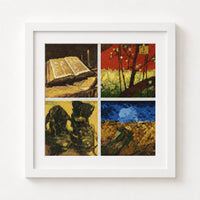 Four Squares featuring Vincent Van Gogh Cross Stitch Kit - Square Panel Cross Stitch Kit - Vincent Van Gogh