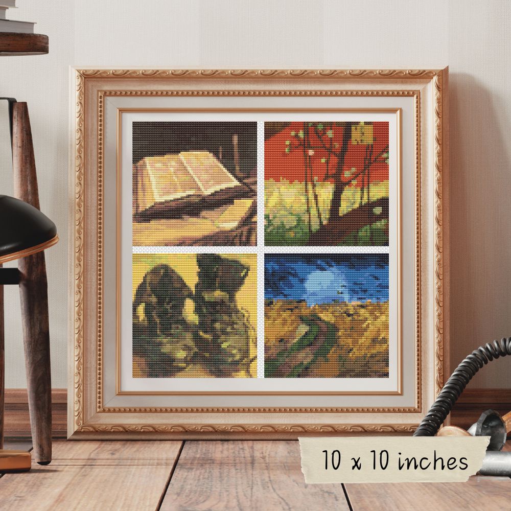 Four Squares featuring Vincent Van Gogh Cross Stitch Kit | Vincent Van Gogh