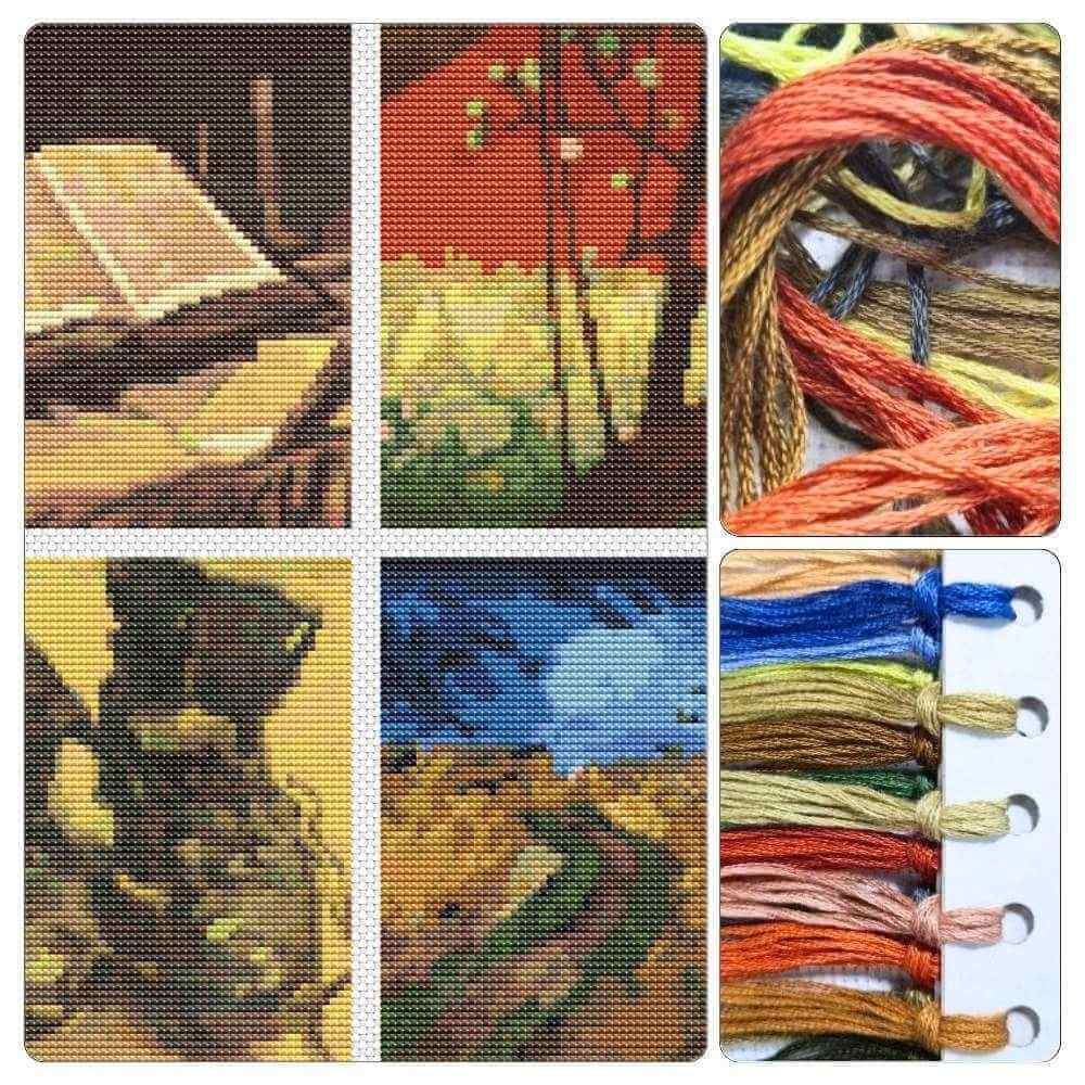 Four Squares featuring Vincent Van Gogh Cross Stitch Kit