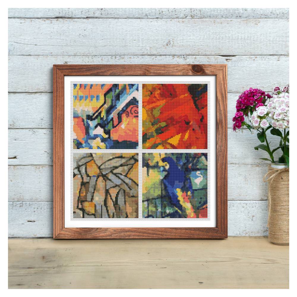 Four Squares featuring Abstract Cross Stitch Kit | Size: 5 x 5 inches per square | The Art of Stitch