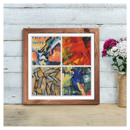 Four Squares featuring Abstract Cross Stitch Kit | Size: 5 x 5 inches per square | The Art of Stitch