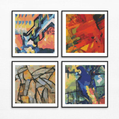 Four Squares featuring Abstract Cross Stitch Pattern