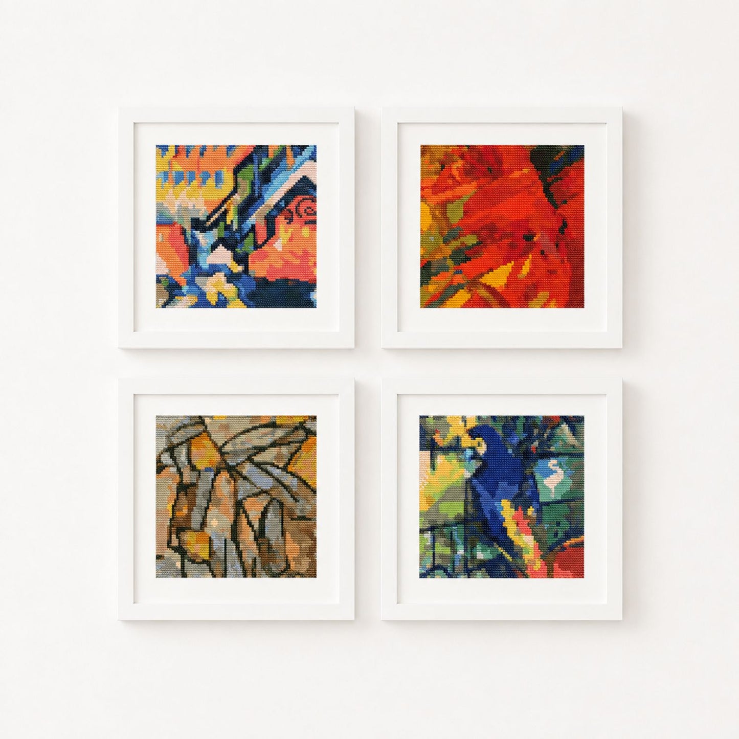 Four Squares featuring Abstract Cross Stitch Kit - Square Panel Cross Stitch Kit - The Art of Stitch