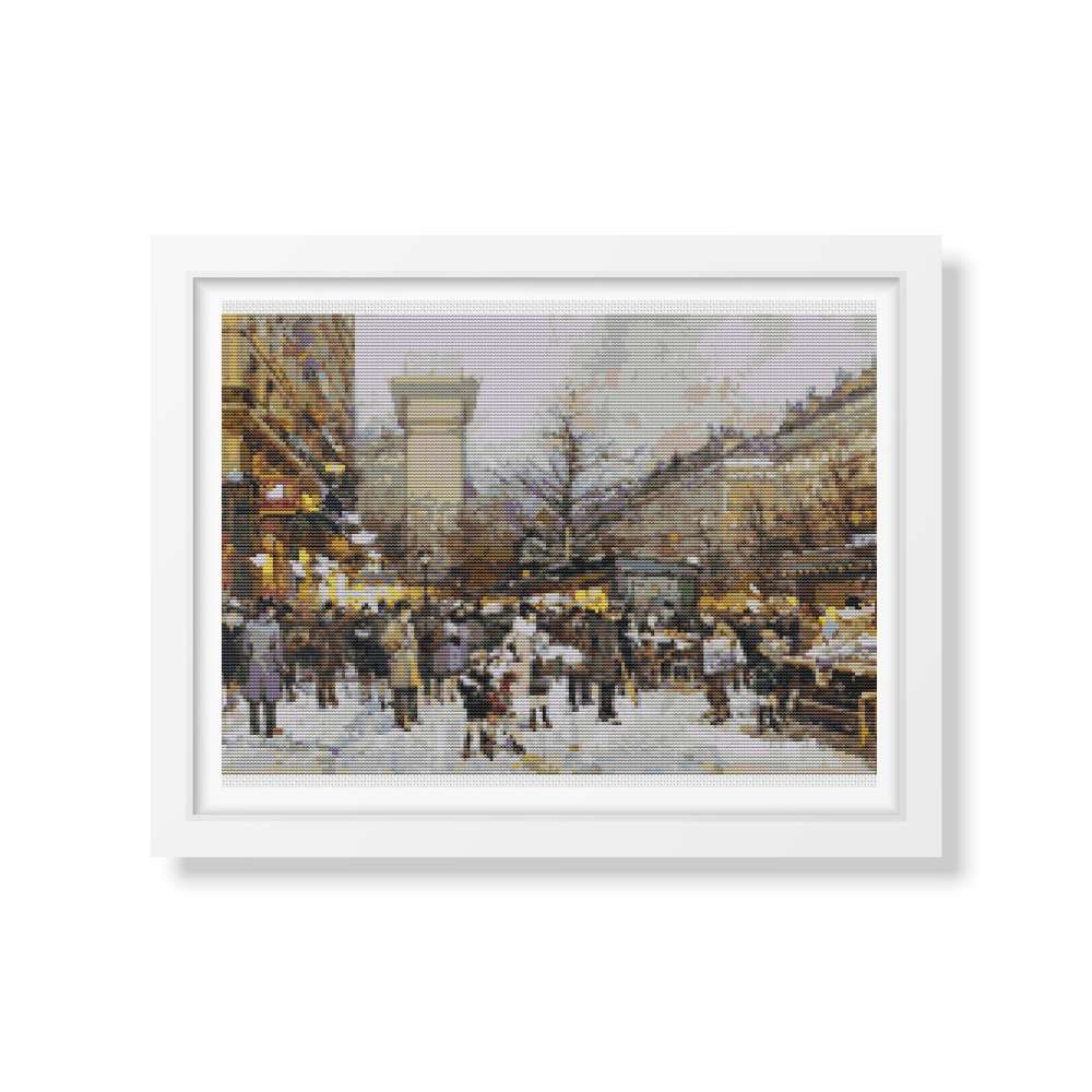 Porte Saint-Denis Cross Stitch Kit | Eugène Galien-Laloue