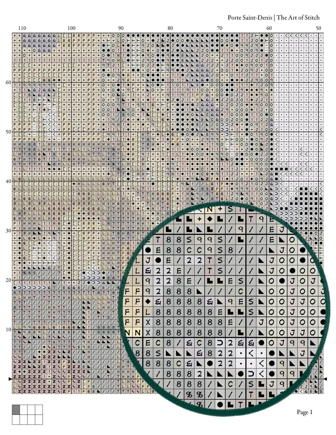 Porte Saint - Denis Cross Stitch Pattern - Premium Cross Stitch Pattern - Eugène Galien - Laloue