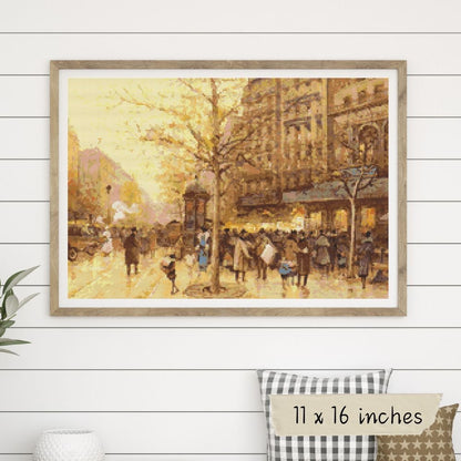 A Paris Street Scene Cross Stitch Kit | Eugène Galien-Laloue