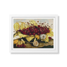 A Dish Of Cherries And Carnation Cross Stitch Pattern | Giovanna Garzoni