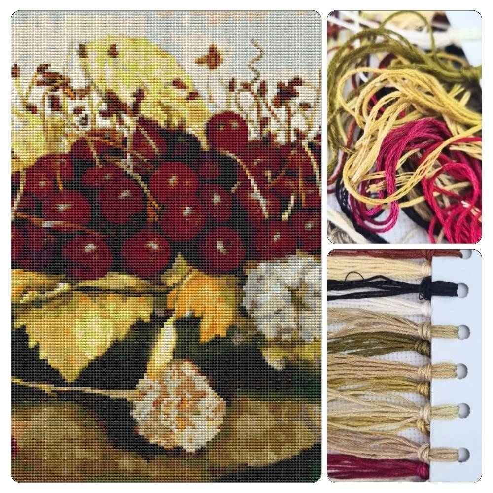 A Dish Of Cherries And Carnation Cross Stitch Kit