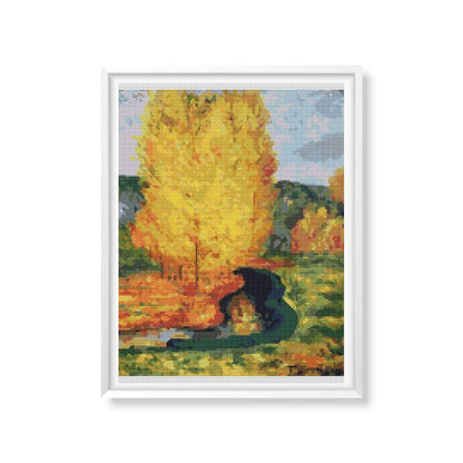 Autumn Landscape Cross Stitch Pattern | Paul Gauguin