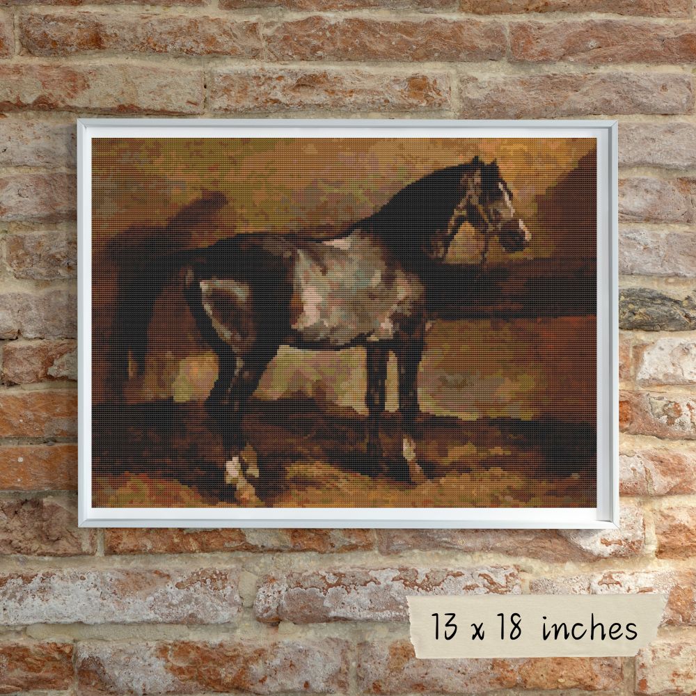 Gray Horse Cross Stitch Kit | Theodore Gericault