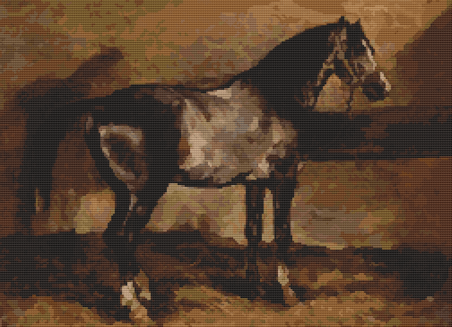 Gray Horse Cross Stitch Pattern | Theodore Gericault