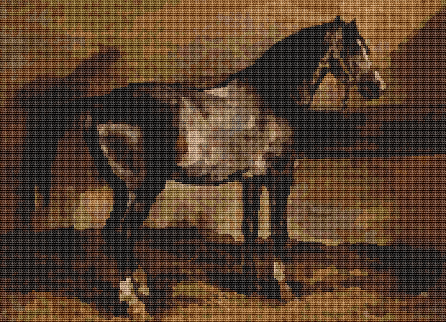 Gray Horse Cross Stitch Pattern | Theodore Gericault