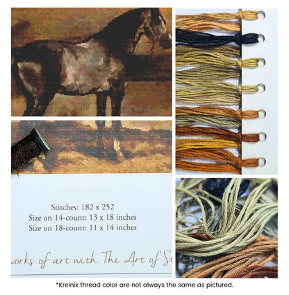 Gray Horse Cross Stitch Kit | Theodore Gericault