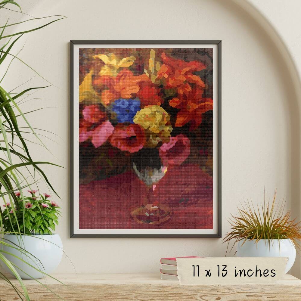 Poppies, Lilies and Blue Flowers Cross Stitch Kit