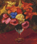 Poppies, Lilies and Blue Flowers Cross Stitch Pattern by William James Glackens