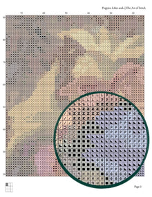 Poppies, Lilies and Blue Flowers Cross Stitch Pattern - Premium Cross Stitch Pattern - William James Glackens