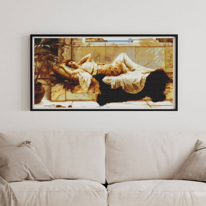 Reclining Girl Cross Stitch Pattern