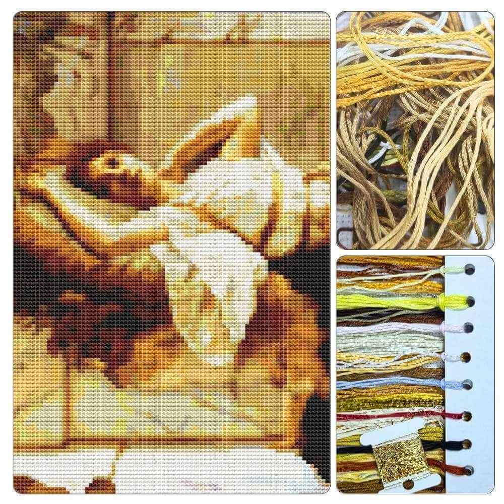 Reclining Girl Cross Stitch Kit