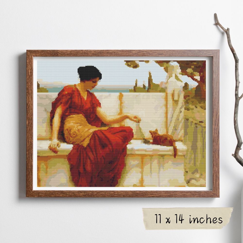 The Tease Cross Stitch Pattern | John William Godward