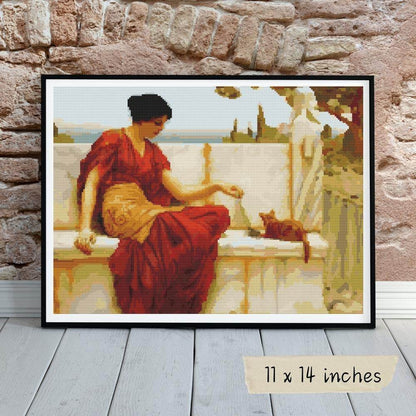 The Tease Cross Stitch Pattern by John William Godward
