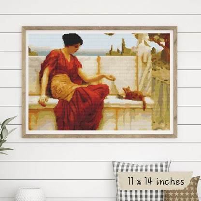 The Tease Cross Stitch Kit | John William Godward