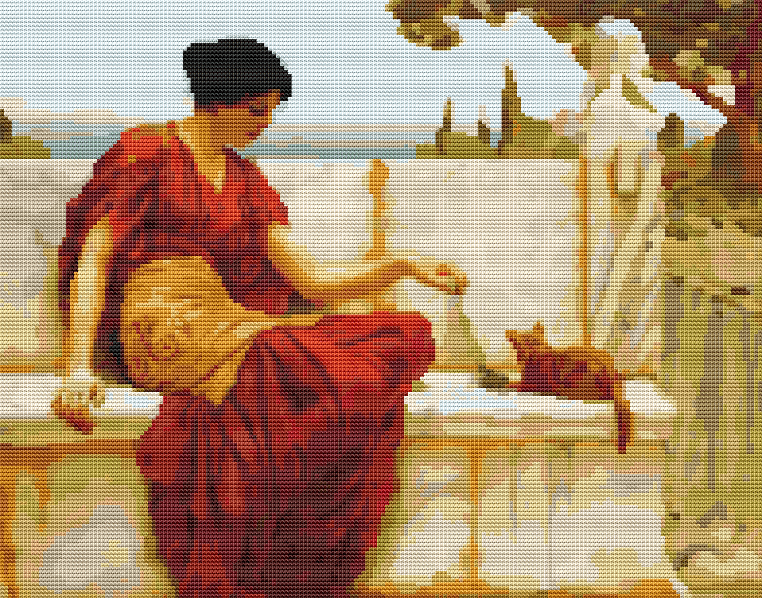 The Tease Cross Stitch Kit | John William Godward