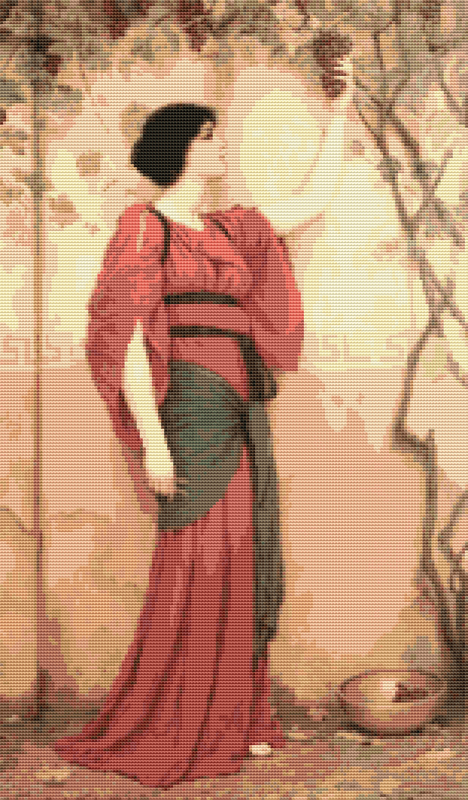 Autumn Cross Stitch Pattern by John William Godward
