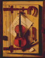 Still Life of Violin and Music Cross Stitch Pattern by William Michael Hartnett