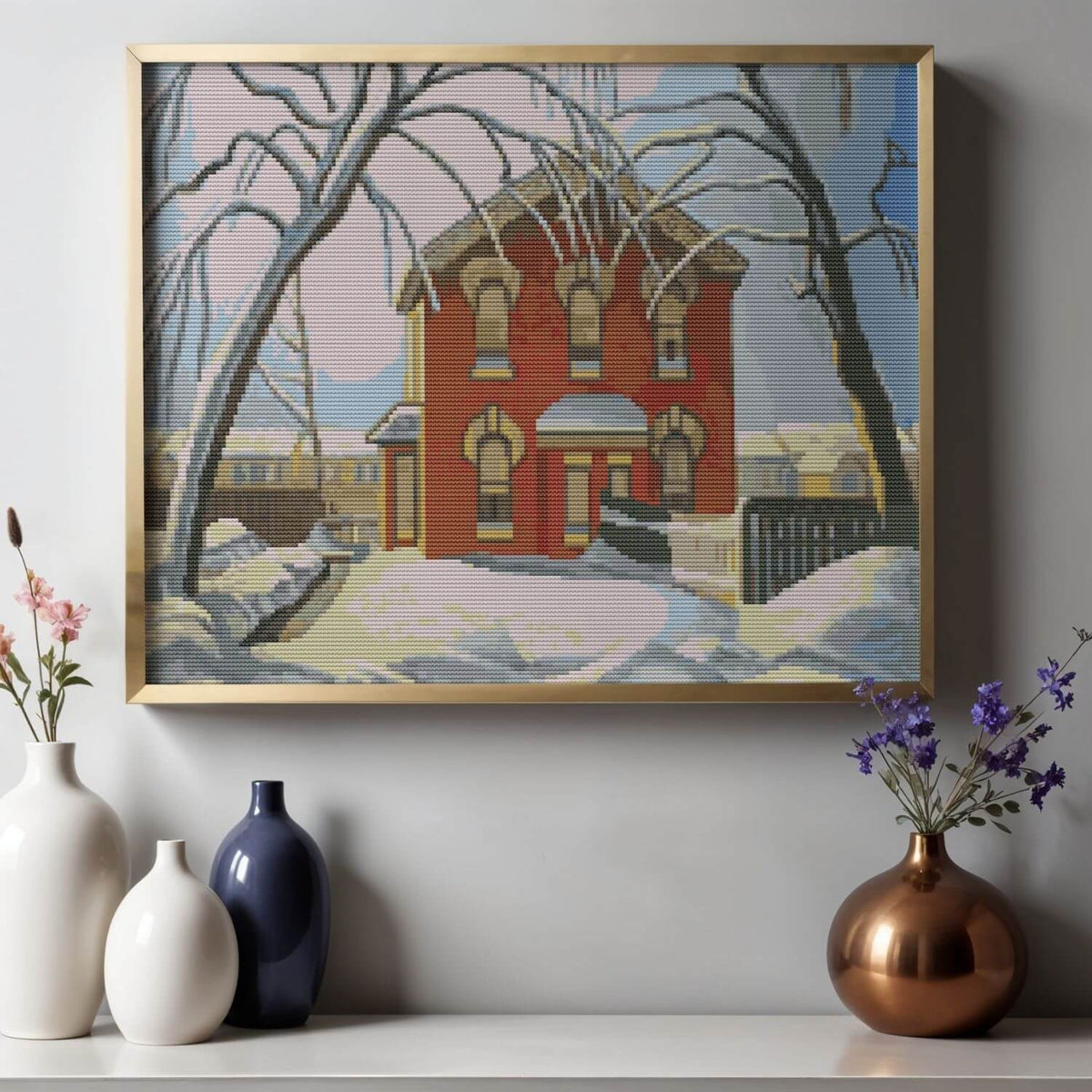 Red House Cross Stitch Pattern - Premium Cross Stitch Pattern - Lawren Harris