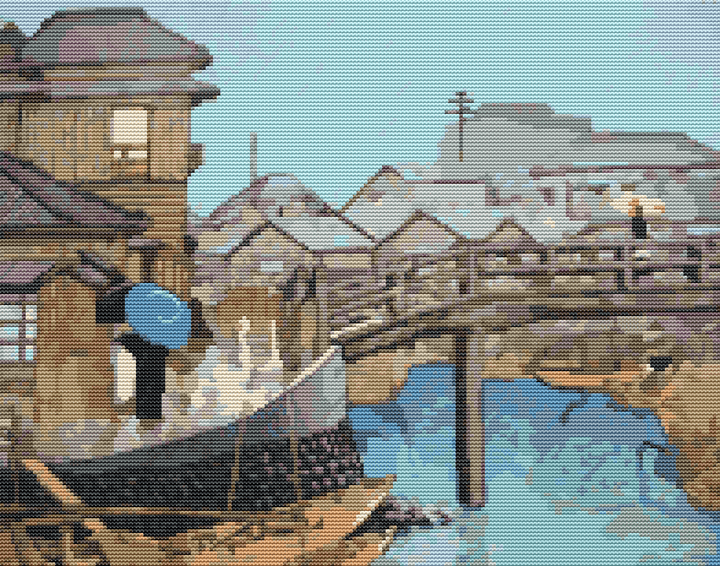 Ryoshimashi Cross Stitch Kit - Premium Cross Stitch Kit - Kawase Hasui