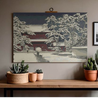 Zojoji Temple in Snow Cross Stitch Pattern - Premium Cross Stitch Pattern - Kawase Hasui