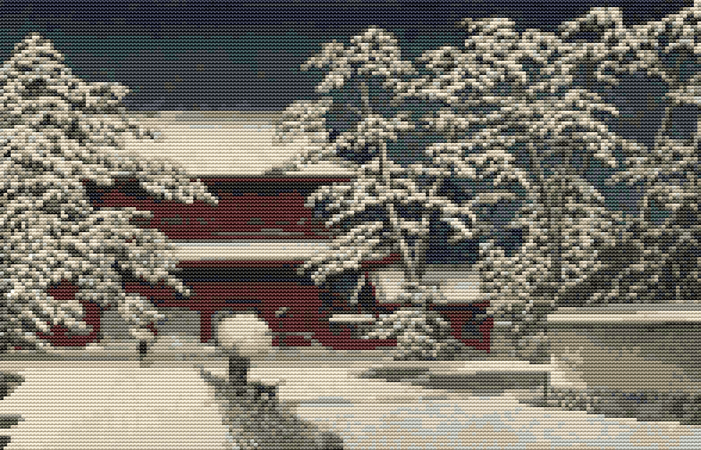 Kamibashi Cross Stitch Kit | Kawase Hasui