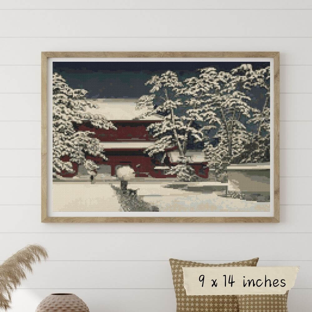 Zojoji Temple in Snow Cross Stitch Kit
