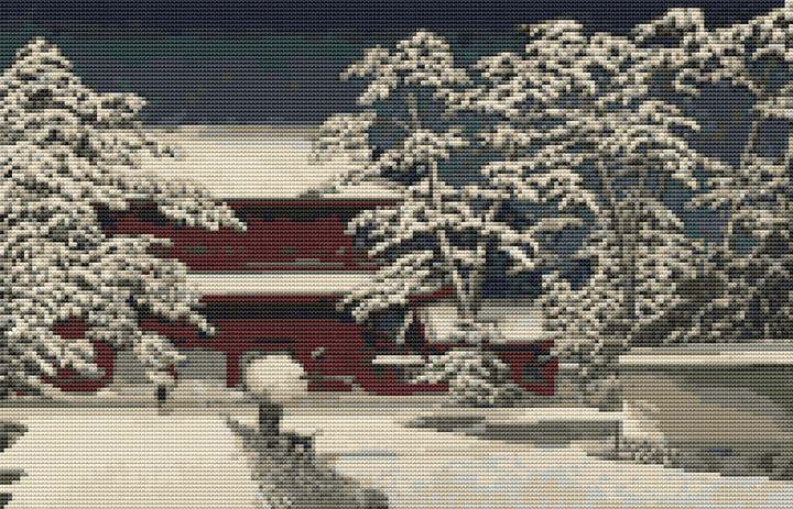 Zojoji Temple in Snow Cross Stitch Kit | Kawase Hasui