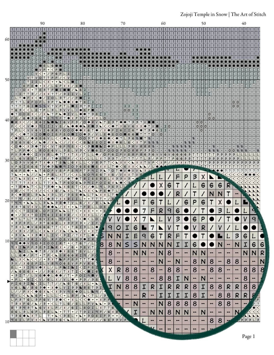 Zojoji Temple in Snow Cross Stitch Pattern - Premium Cross Stitch Pattern - Kawase Hasui