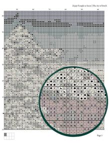 Zojoji Temple in Snow Cross Stitch Pattern